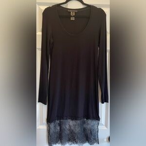 BCBG Maxazria scoop neck long top with lace bottom Size M